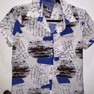 SHEIN Women's Blue and White Button Down Shirt box t